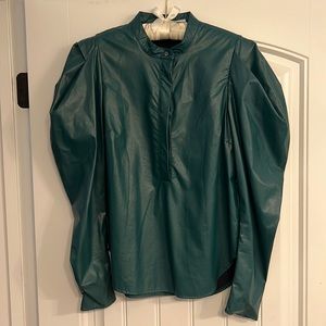 Never worn Karlie Faux Leather Hunter Green Puff Sleeve Top